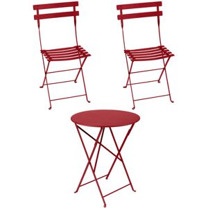 Fermob - Bistro Table pliante + 2 chaises pliantes, coquelicot