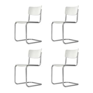 Thonet - S 43 Chaise cantilever, chrome / blanc lasuré TP 200 (set de 4)