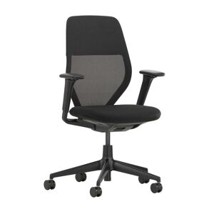 Vitra - ACX Light Chaise de bureau, Silk mesh nero / X Net nero, avec reglage de la profondeur d'assise, accoudoirs reglables en hauteur (roulettes pour sols durs)
