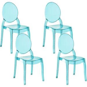 Lot 4 Chaises Vintage en Plastique Bleu Transparent Design Tendance et Confort d'Assise Optimal pour Salle à Manger ou Salon Rétro ou Glamour Beliani - Publicité