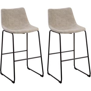 Lot 2 Chaises de Bar Tabourets en Tissu Beige avec Pieds Noirs et Dossier Rembourré Design Rétro Moderne pour Cuisine ou Salle à Manger Beliani - Publicité