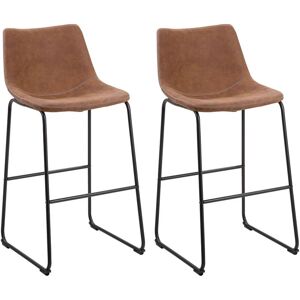 Lot 2 Chaises de Bar Tabourets en Tissu Marron avec Pieds Noirs et Dossier Rembourré Design Rétro Moderne pour Cuisine ou Salle à Manger Beliani Noir - Publicité