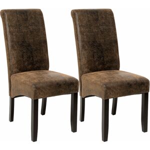 Tectake - Ensemble de 2 chaises de salle à manger Rembourré avec revêtement aspect cuir Dossier haut, forme ergonomique - marron foncé - Publicité