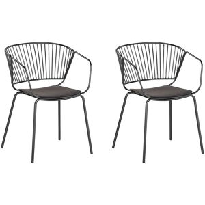 Lot de 2 Chaises Design en Métal Noir avec Assises en Simili-cuir pour Salle à Manger Salon ou Cuisine Minimaliste et Glamour Beliani - Publicité