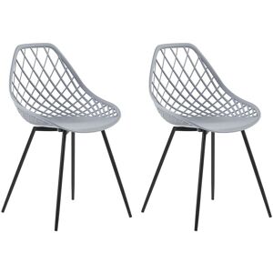 BELIANI Lot 2 Chaises Design Blanches en Plastique Gris Clair et Métal Noir Robustes et Confortables pour Salon ou Salle à Manger Scandinave - Publicité