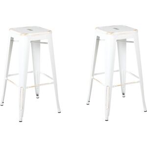 Lot 2 Chaises Tabourets de Bar Industriels en Acier Blanc Doré 76 cm Empilables et Pratiques pour Cuisine ou Salle à Manger au Design Moderne Beliani Doré - Publicité