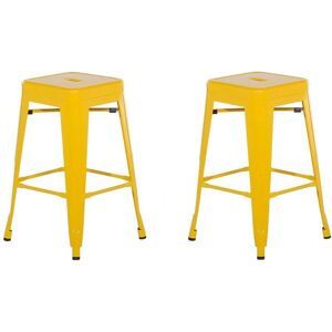 Lot 2 Chaises Tabourets de Bar Industriels en Acier Jaune 60 cm Empilables et Confortables pour Cuisine ou Salle à Manger au Design Moderne Beliani Jaune - Publicité