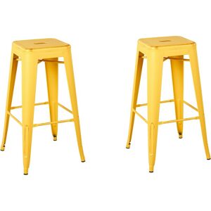 Lot 2 Chaises Tabourets de Bar Industriels en Acier Jaune Doré 76 cm Empilables et Pratiques pour Cuisine ou Salle à Manger au Design Moderne Beliani - Publicité