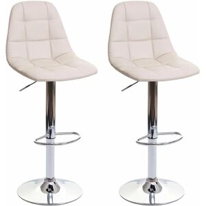 Décoshop26 - 2x tabourets de bar comptoir chaise haute en synthétique crème base et cadre en acier chromé - Publicité