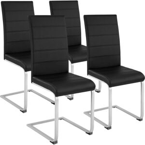 Tectake - Ensemble 4 chaises de salle à manger Rembourré avec revêtement aspect cuir Dossier ergonomique - noir - Publicité