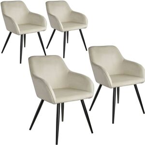 Tectake - 4 Chaises marilyn Design en Velours Style Scandinave - chaise de salle à manger, chaise de cuisine, chaise de salon - crème/noir - Publicité