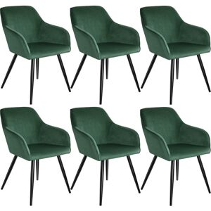 tectake 6 Chaises MARILYN Design en Velours Style Scandinave - vert foncé/noir -404028 - Publicité