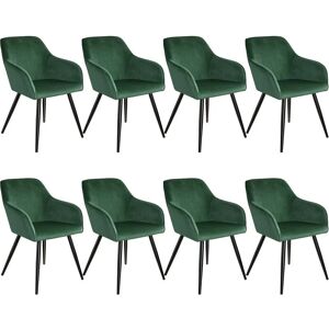 TECTAKE 8 Chaises marilyn Design en Velours Style Scandinave - chaise de salle à manger, chaise de cuisine, chaise de salon - vert foncé/noir - Publicité