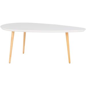 ALTOBUY BEANNY - Table Basse Grand Modèle Forme Ovale Plateau MDF Blanc Pieds en Hévéa Naturel - Blanc - Publicité