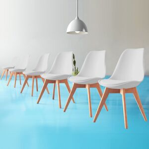 BOLLI Chaises de Salle à Manger Scandinave Lot de 6, Chaise de Cuisine, Idéal pour Salle à Manger, Salon, Chambre à Coucher (Tulipe, Blanc) - Publicité