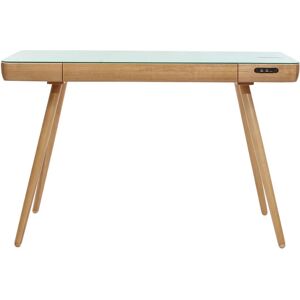 MILIBOO Bureau connecté multimédia avec tiroir en verre et bois clair L120 cm clever - Bois clair / blanc - Publicité