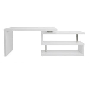 Miliboo - Bureau modulable design blanc laqué L140-218 cm max - Blanc - Publicité