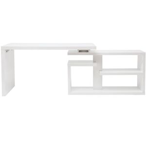 Miliboo - Bureau modulable design laqué blanc brillant L147-217 cm halton - Blanc - Publicité