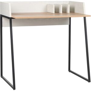 BELIANI Bureau d'Etudes Organisateur de Table à Trou Bois Clair et Blanc Cassé Moderne Anah - Bois clair - Publicité