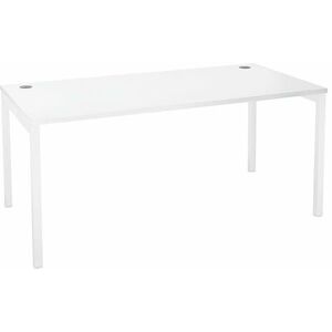 Sans Marque - Bureau droit Practica l 160 x p 80 cm plateau blanc piétement métal - Maxiburo - Publicité