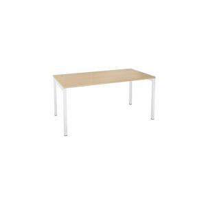 Sans Marque - Bureau droit Practica l 160 x p 80 cm plateau chêne piètement Blanc - Maxiburo - Publicité