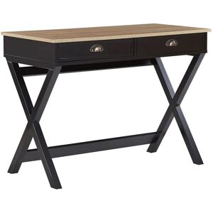 Beliani - Bureau 2 Tiroirs 103 x 50 cm Effet Bois Clair et Noir Idéal pour Coin de Travail à Domicile Chambre ou Salon Industriel et Scandinave Bois clair - Publicité