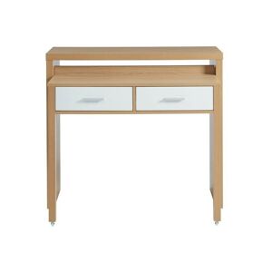 BAÏTA Bureau extensible STUDIO blanc et effet chêne 2 tiroirs - Bois - Publicité