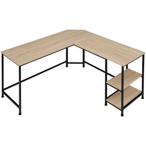 Tectake - Bureau hamilton 138x138x75,5cm - Table d'ordinateur en l, bureau d'angle, table de bureau - Bois clair industriel, Chêne Sonoma - Publicité