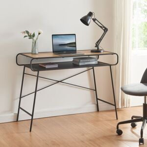 [EN.CASA] Bureau Krødsherad avec étagère métal mdf 76 x 106 x 46 cm noir effet chêne - Publicité