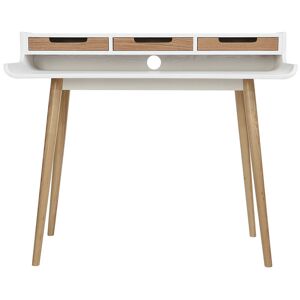 Miliboo - Bureau avec rangements scandinave bois clair et blanc L110 cm opus - Blanc - Publicité