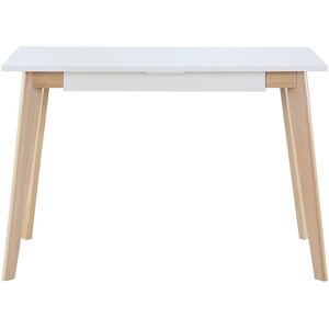 Miliboo - Bureau avec tiroir scandinave blanc et bois clair L110 cm leena - Blanc - Publicité