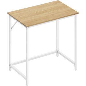 Vasagle - Bureau, Table, Poste de Travail, pour Bureau, Chambre, 50 x 80 x 76 cm, Style Moderne, Cadre en Métal, Couleur Chêne Naturel et Blanc Perle - Publicité