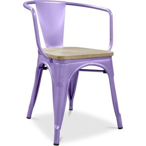 TOLIX STYLE Chaise de salle à manger avec accoudoirs - Bois et acier - Stylix Violet pastel - Bois, Acier - Violet pastel - Publicité