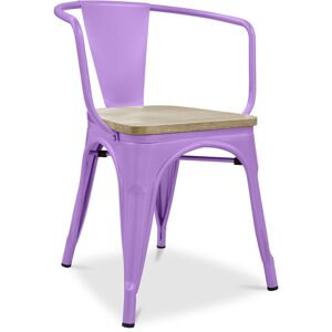 TOLIX STYLE Chaise de salle à manger avec accoudoirs - Bois et acier - Stylix Violet Clair - Bois, Acier - Violet Clair - Publicité