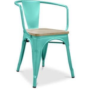 TOLIX STYLE Chaise de salle à manger avec accoudoirs - Bois et acier - Stylix Vert pastel - Bois, Acier - Vert pastel - Publicité