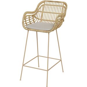 Rendez-vous Déco - Chaise de bar en rotin Chiloe et pieds en métal beige 71 cm - Beige - Publicité