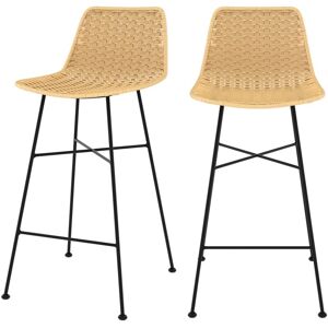 RENDEZ-VOUS DÉCO Chaise de bar mi-hauteur Mara en rotin naturel 65,5 cm (lot de 2) - Bois clair - Publicité