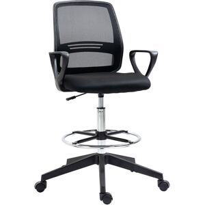 VINSETTO Chaise de bureau assise haute réglable dim. 59L x 60l x 102-126H cm pivotant 360° tissu maille respirante noir - Noir - Publicité