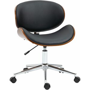 Vinsetto - Chaise de bureau manager design vintage pivotante réglable bois peuplier acier chromé synthétique noir - Noir - Publicité