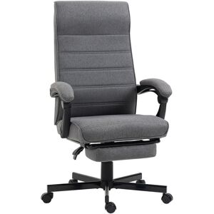 VINSETTO Chaise de bureau manager ergonomique inclinable réglable repose-pied rétractable tissu gris - Gris - Publicité