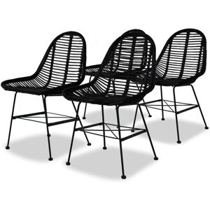 VIDAXL Chaises à manger lot de 4 noir rotin naturel - Publicité