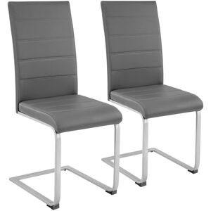 Tectake - Ensemble de 2 chaises de salle à manger Rembourré avec revêtement aspect cuir Dossier haut, forme ergonomique - gris - Publicité