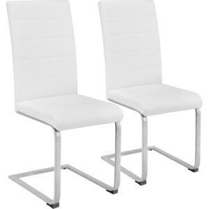 Tectake - Ensemble de 2 chaises de salle à manger Rembourré avec revêtement aspect cuir Dossier haut, forme ergonomique - blanc - Publicité