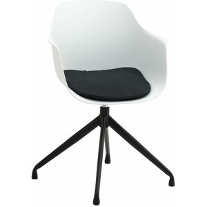 Chaise de salle à manger pivotante irida, fauteuil de bureau design, en plastique blanc et piètement en métal noir - Blanc