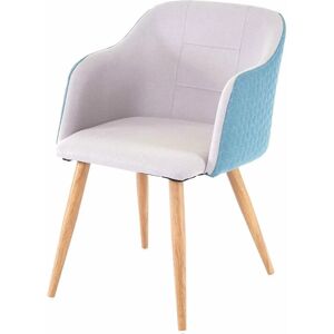 Décoshop26 - Chaise de salle à manger design rétro accoudoirs en tissu gris clair-turquoise pieds clairs - Publicité