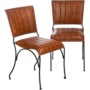 Made In Meubles - Chaise en cuir marron Nuria (lot de 2) - Marron - Publicité
