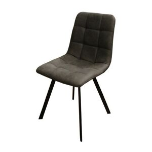 Kreadiff - Chaise en simili gris pieds métal noir - Gris - Gris - Publicité