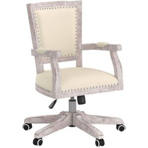 Basetbl - Chaise pivotante de bureau beige lin - Publicité