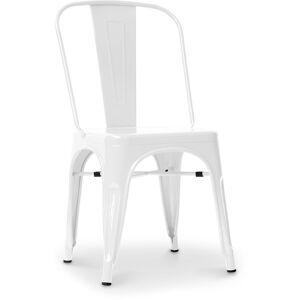 Tolix Style - Chaise Stylix - Siège carré - Métal Blanc - Fer - Blanc - Publicité