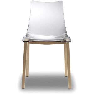 Chaise transparente design avec pieds bois - natural zebra - Transparent